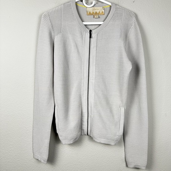 Bestow Jackets & Blazers - Bestow Jacket Women's Small Gray Textured Full Zip Sweater Stretch